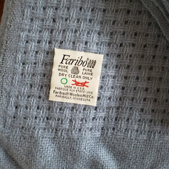 FARIBO 100% Pure Wool Afghan Throw Blanket 50 x 60 " Made in USA - Picture 2 of 6